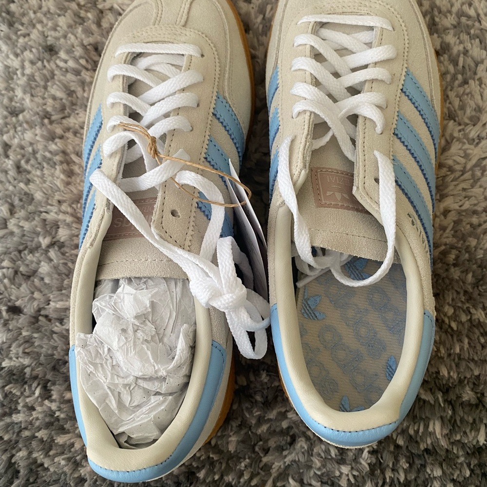 Adidas Beige and Blue Sneakers